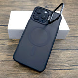 Matte Translucent Camera Stand Holder Magnetic Case For iPhone