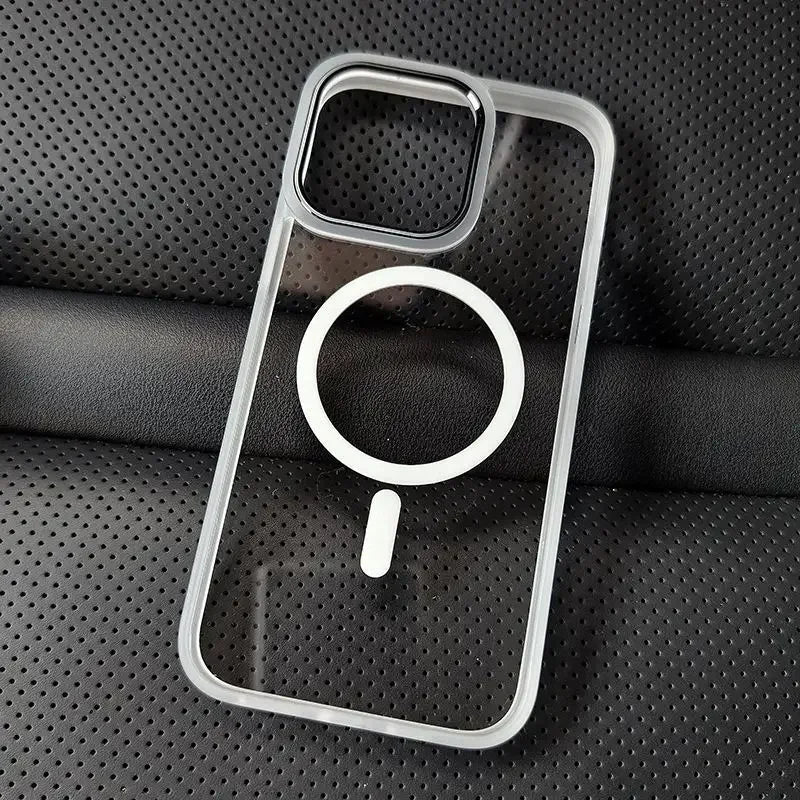 Magnetic Transparent Lens Protector Metal Frame Case For iPhone