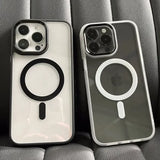 Magnetic Transparent Lens Protector Metal Frame Case For iPhone