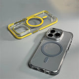 Metal Lens Kickstand Clear Magnetic Phone Case for iPhone