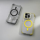 Metal Lens Kickstand Clear Magnetic Phone Case for iPhone