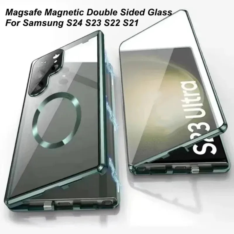 Magnetic Metal Aluminum Alloy 360° Full Surround Screen Glass Case for Samsung