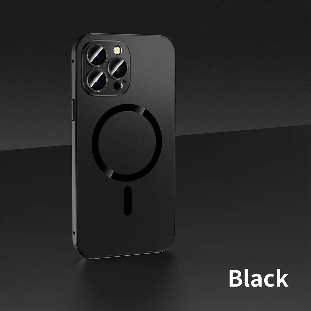 Magnetic Charging Aluminium Metal Bumper Matte Case for iPhone