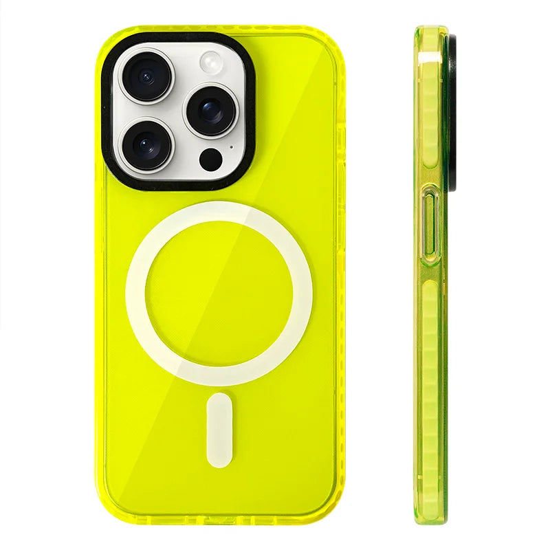 Neon Color Clear Crystal Magnetic Phone Case for iPhone