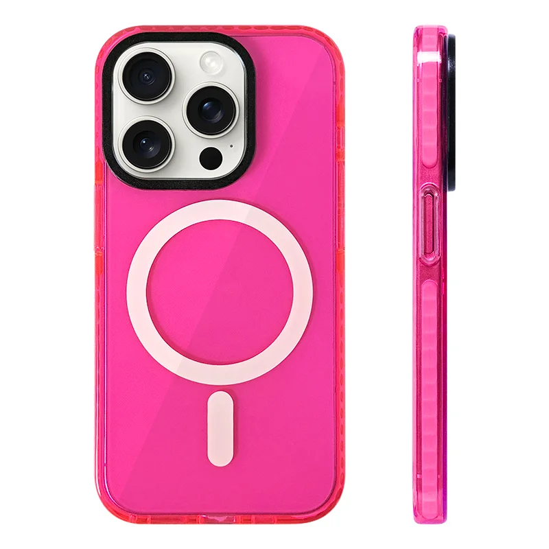 Neon Color Clear Crystal Magnetic Phone Case for iPhone