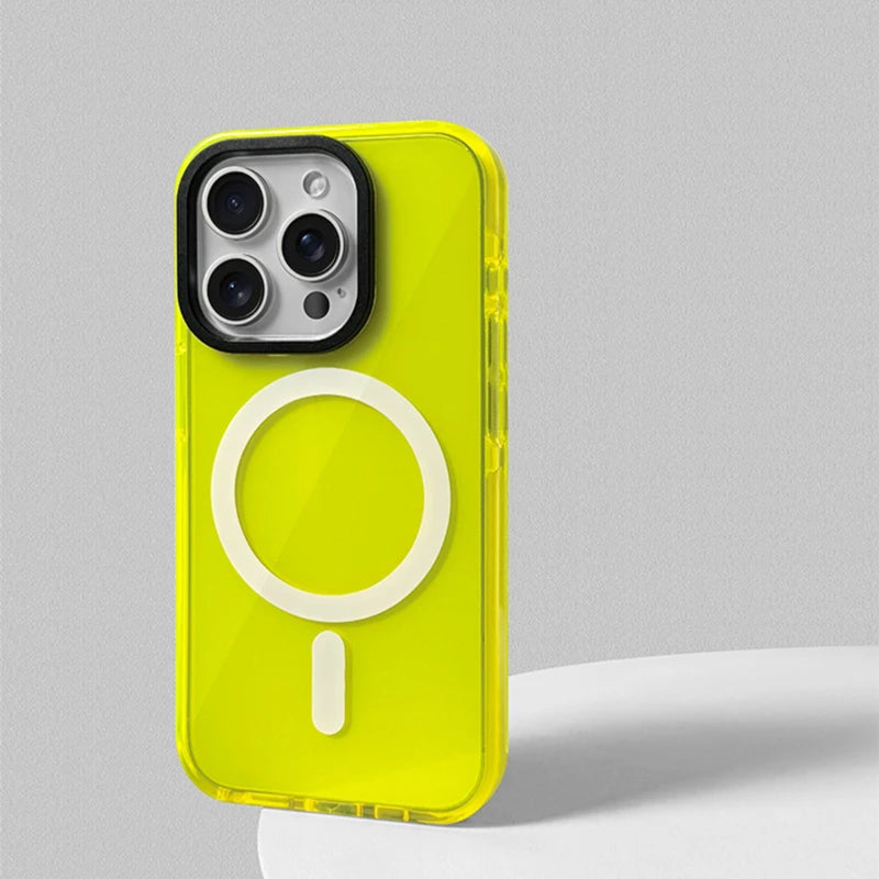 Neon Color Clear Crystal Magnetic Phone Case for iPhone