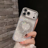 Shell-Patterned Heart-Shaped Rhinestone Phone Case for IPhone