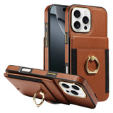 Wallet Card Slot Ring Holder Leather Case for iPhone