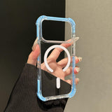 Cream-Colored Border Magnetic Silicone Four-Corner Anti-Drop Case For IPhone