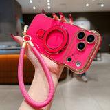 Plating Wave Heart Lanyard Phone Case for iphone