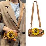 Sunflower Wrist Strap with Lanyard Phone Case for iPhone