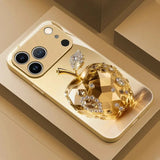Apple Pattern Gold Plated Glass Phone Case for iPhone