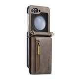 2 in 1 Leather Magnetic Flip Wallet Case for Samsung Z Flip