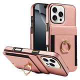 Wallet Card Slot Ring Holder Leather Case for iPhone