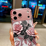 Romantic Rose Pattern Electroplated Case for iPhone