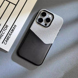 Two-Tone Leather Magnetic Card Slot Shockproof Hard Case for iPhone