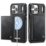 Leather Wallet Magnetic Charging Case for iPhone