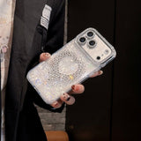 Shell-Patterned Heart-Shaped Rhinestone Phone Case for IPhone