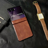 Vintage Waxed Leather Magnetic Shockproof Case for Samsung Z Flip