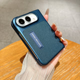 Litchi Grain Kickstand Full Coverage Shockproof Case for iPhone Duo