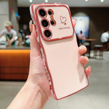 Wavy-Edge Electroplated Heart Shockproof Phone Case for Samsung