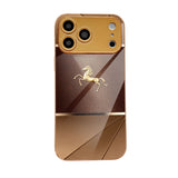 Luxury Gold-Brown Galloping Horse Pattern Electroplated Case for iPhone