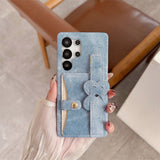 Denim Heart Design Card Slot Shockproof Phone Case For Samsung