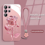 Romantic Roses Soft Touch With Lanyard Phone Case For Samsung