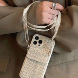 Woven Texture Crossbody Card Wallet Case for iPhone