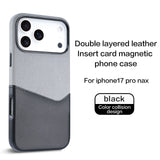 Two-Tone Leather Magnetic Card Slot Shockproof Hard Case for iPhone