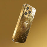 Grid Apple Pattern Electroplated Tempered Glass Phone Case for iPhone