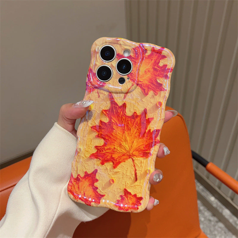 Oil Painting Floral Wavy Edge Phone Case for IPhone