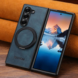 Waxed Leather Magnetic Charging Holder Case for Samsung Z Fold