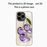 Crystal Purple Cherry Pattern Electroplated Case for iPhone