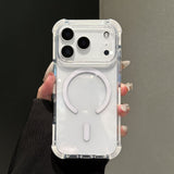 Cream-Colored Border Magnetic Silicone Four-Corner Anti-Drop Case For IPhone