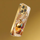 Apple Pattern Gold Plated Glass Phone Case for iPhone