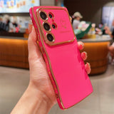 Wavy-Edge Electroplated Heart Shockproof Phone Case for Samsung