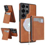 2-in-1 Magnetic Card Holder Shockproof PU Case for Samsung