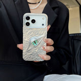 3D Eyes Electroplated Tin Foil Texture Phone Case for iPhone