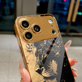 Black Gold Majestic Lion Pattern Electroplated Case for iPhone