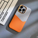 Two-Tone Leather Magnetic Card Slot Shockproof Hard Case for iPhone
