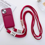Minimalist Card Holder Lanyard Soft Silicone Case for iPhone