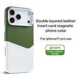 Two-Tone Leather Magnetic Card Slot Shockproof Hard Case for iPhone