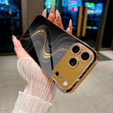 Black‑Gold Quicksand Pattern Electroplated Case for iPhone
