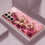 Gold-Plated Butterfly Glass Full-Coverage Phone Case For Samsung