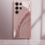Ornate Line Patterns Electroplated Tempered Glass Case For Samsung
