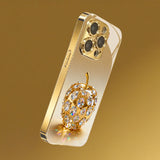 Apple Pattern Gold Plated Glass Phone Case for iPhone