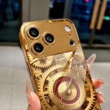 Golden Gear Pattern Electroplated Case for iPhone
