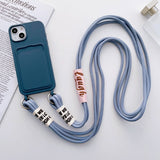 Minimalist Card Holder Lanyard Soft Silicone Case for iPhone
