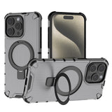Translucent Grille Magnetic Phone Case with Kickstand for iPhone